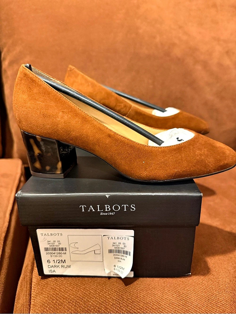 Talbots Isa Suede Block Heel Pumps Pointed Toe Block Heel Pumps in Brown US 6.5